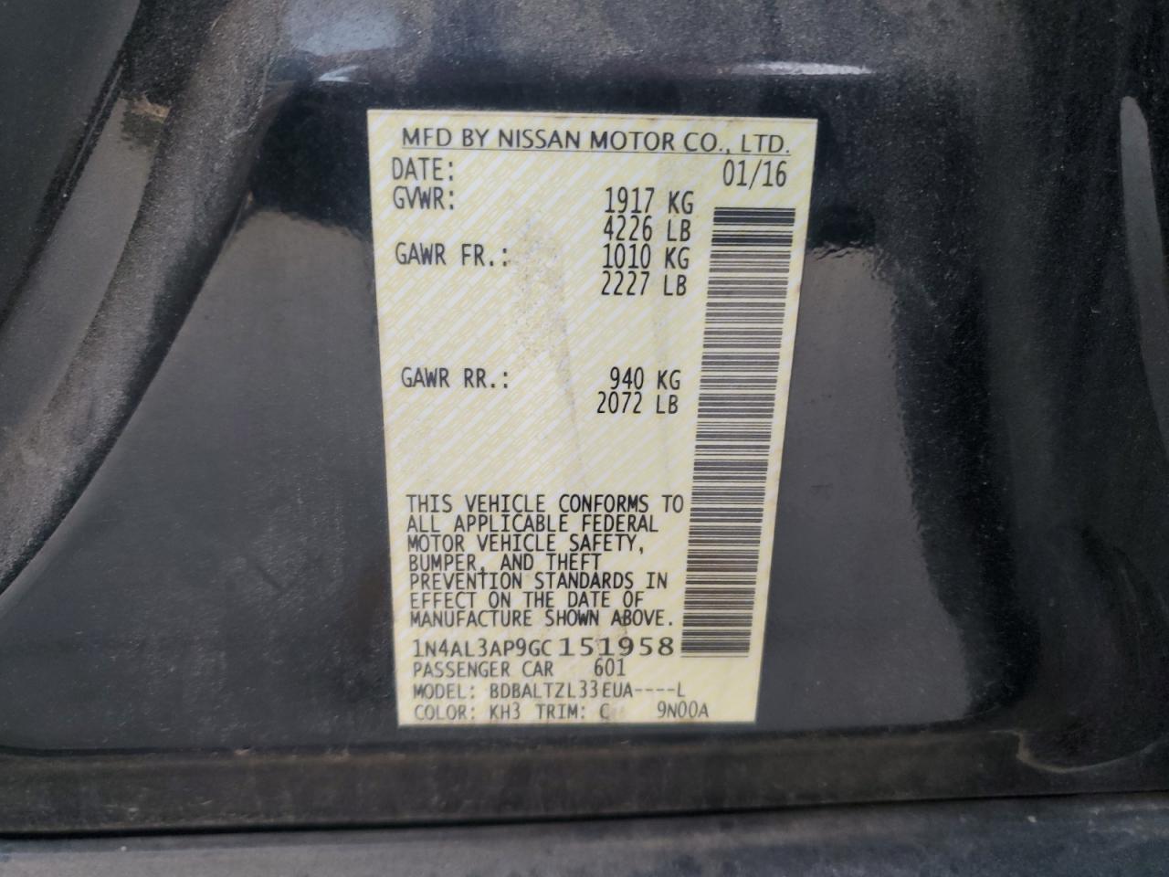 2016 NISSAN ALTIMA