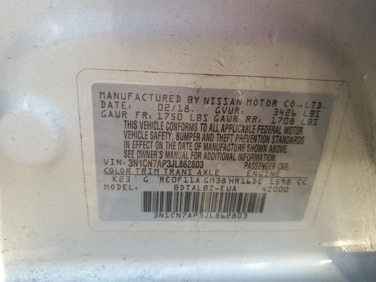 2018 NISSAN VERSA