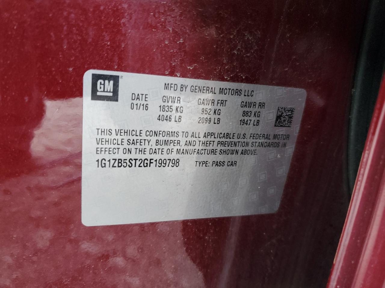 2016 CHEVROLET MALIBU
