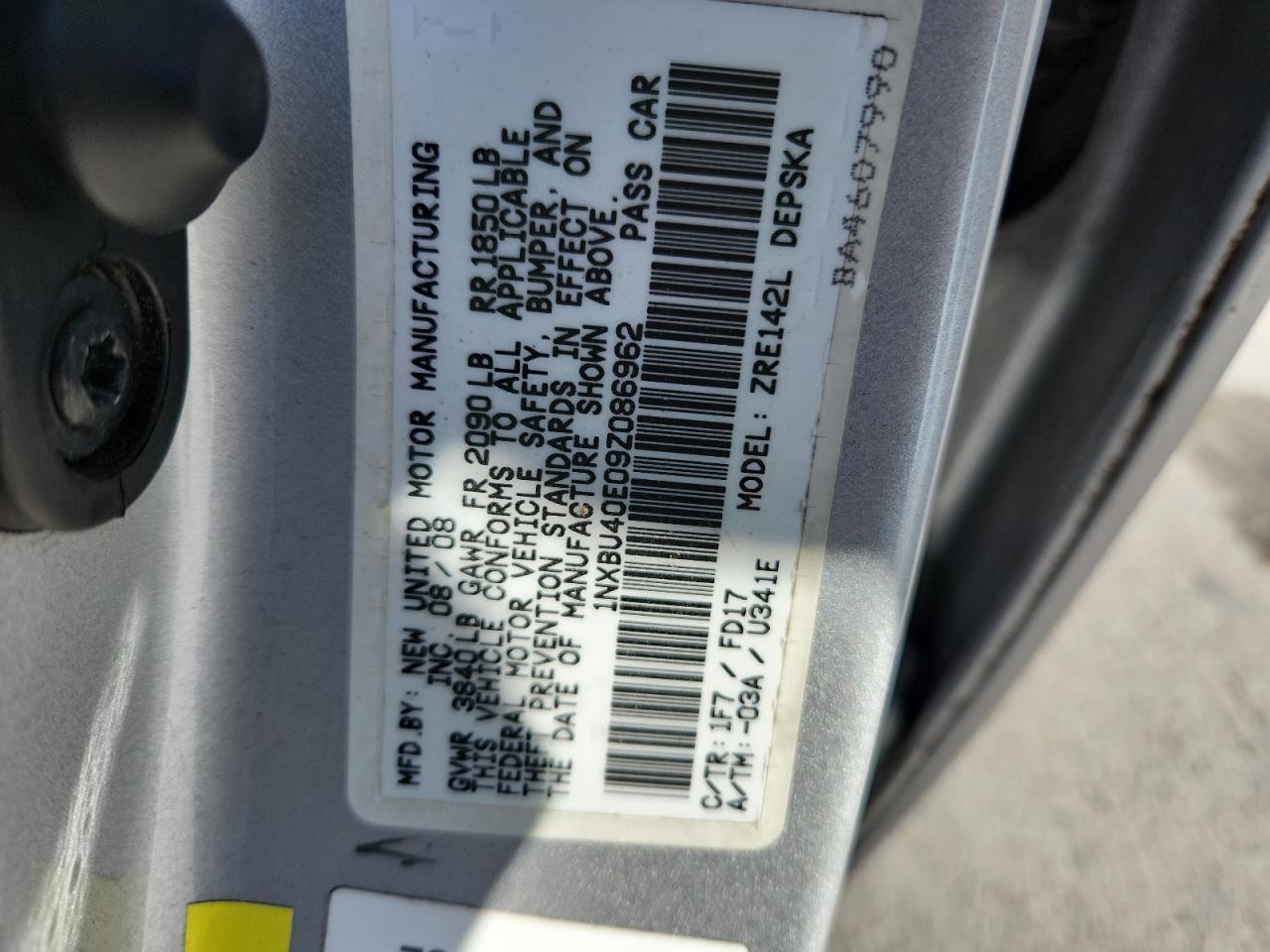 2009 TOYOTA COROLLA