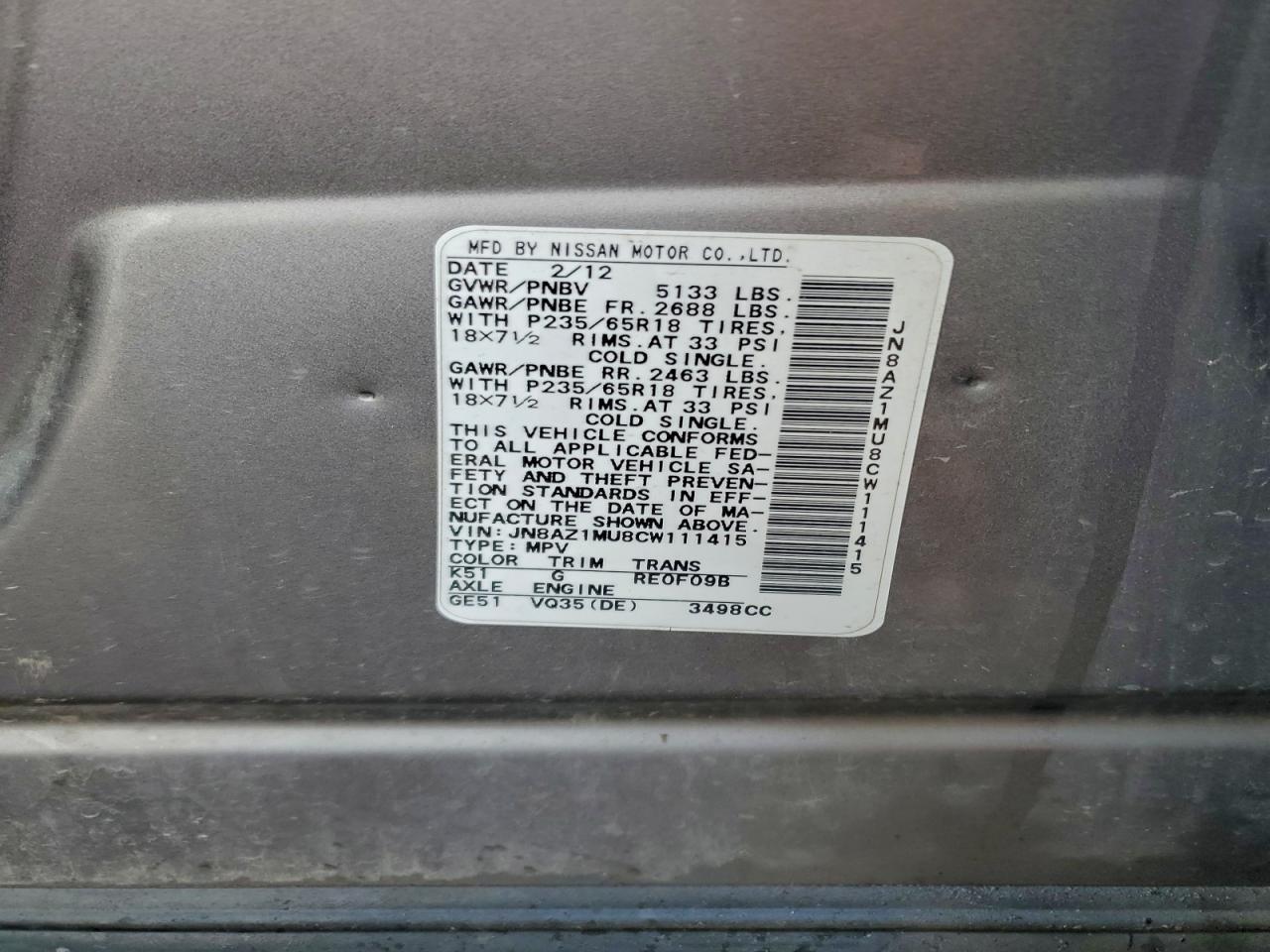 2012 NISSAN MURANO