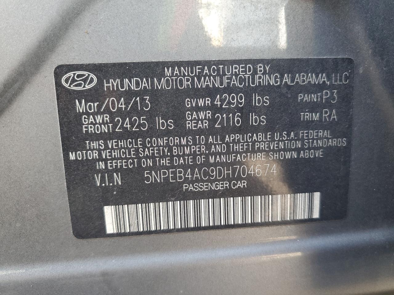 2013 HYUNDAI SONATA