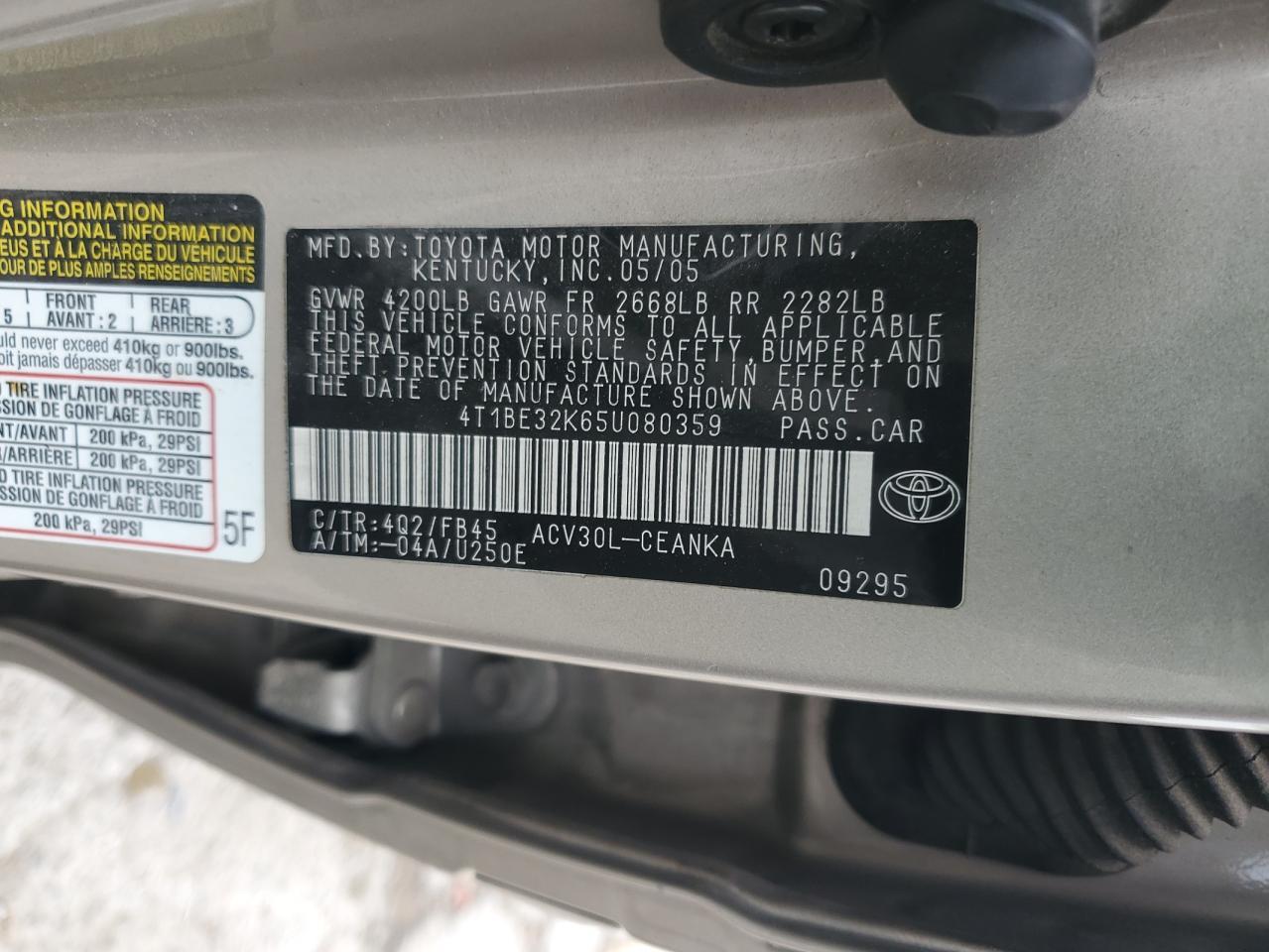 2005 TOYOTA CAMRY
