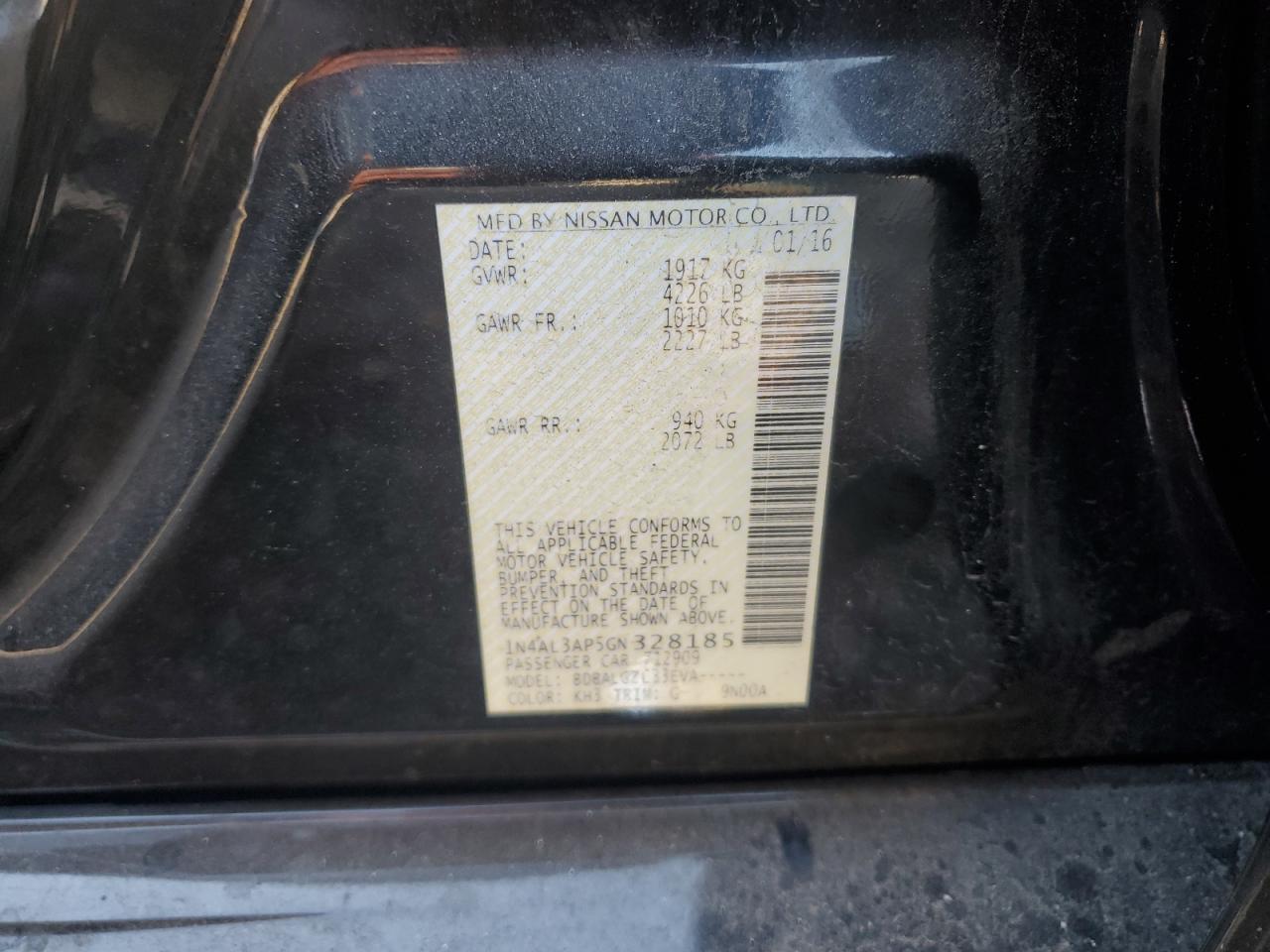 2016 NISSAN ALTIMA