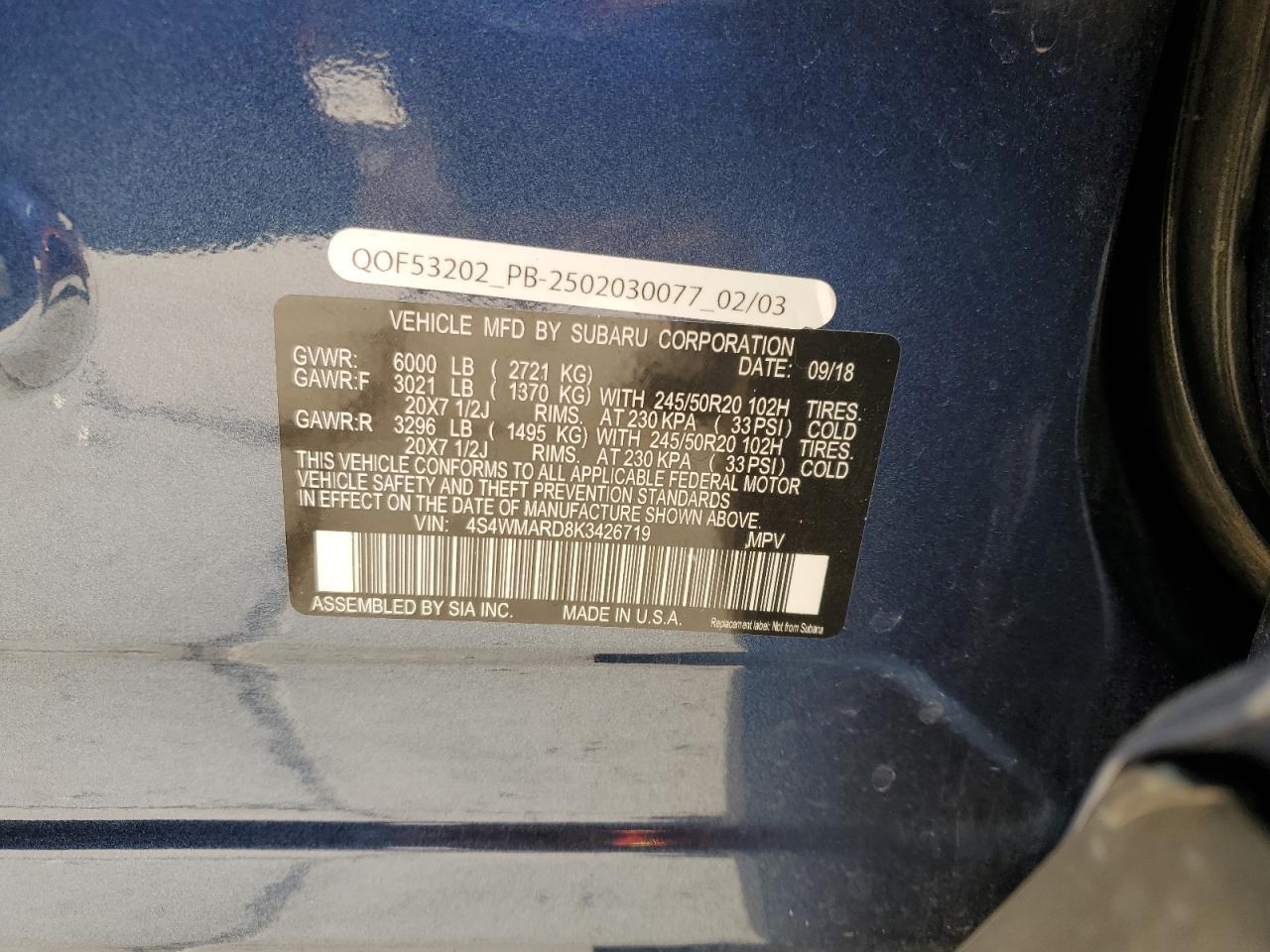 2019 SUBARU Ascent