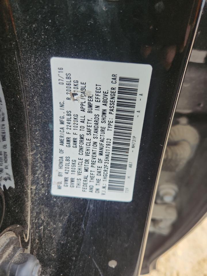 2017 HONDA ACCORD