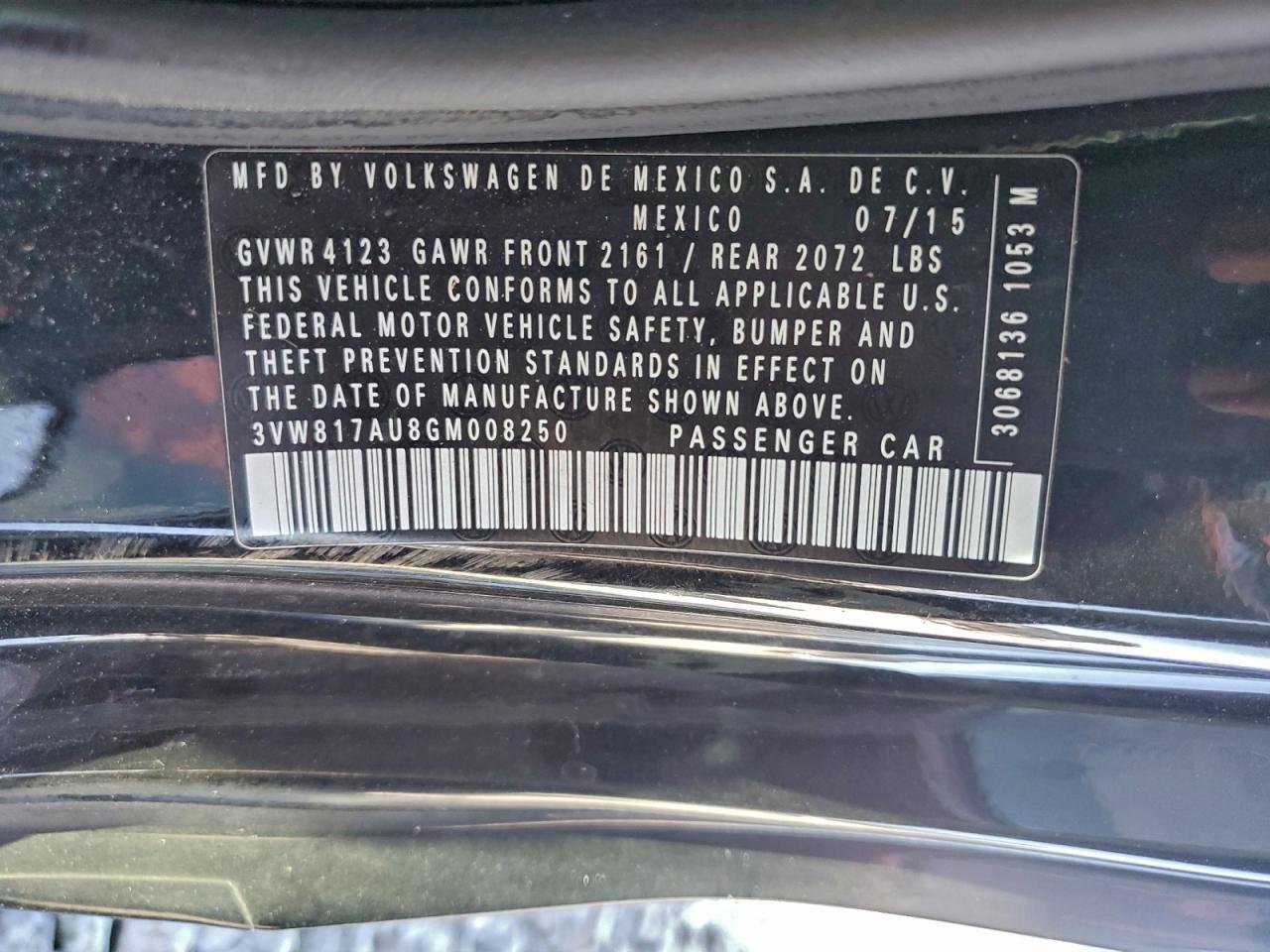 2016 VOLKSWAGEN GOLF
