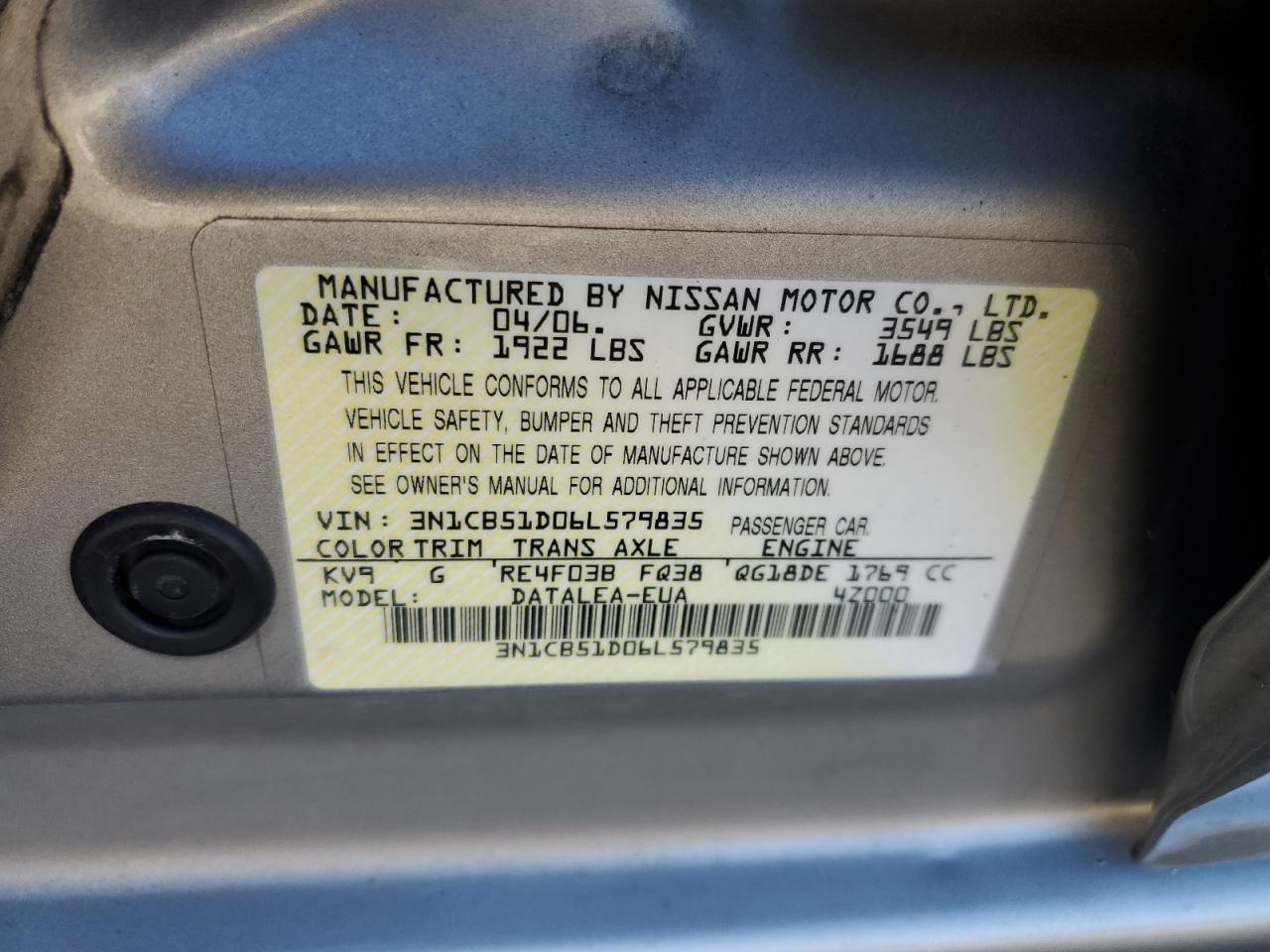 2006 NISSAN SENTRA