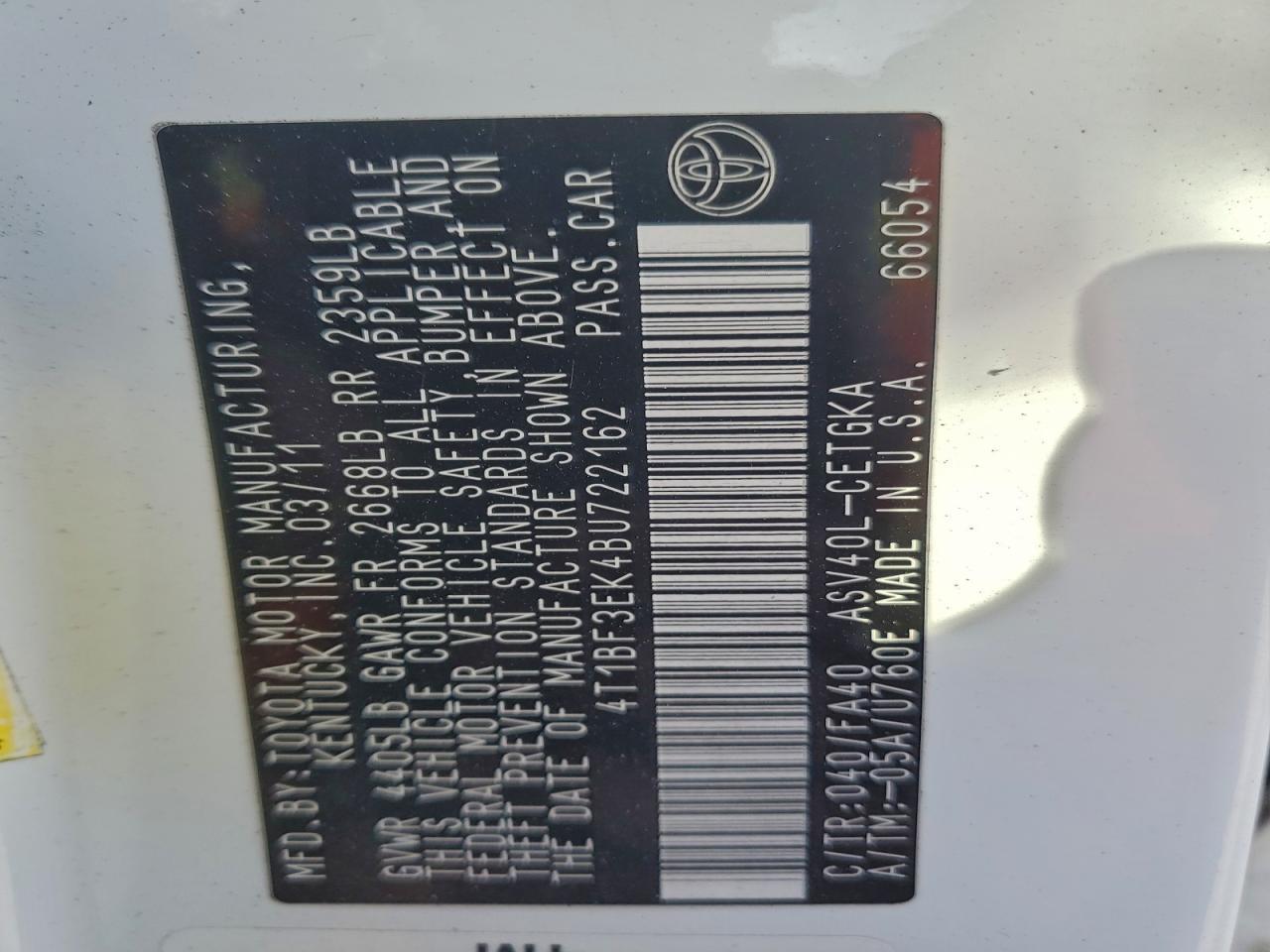 2011 TOYOTA CAMRY