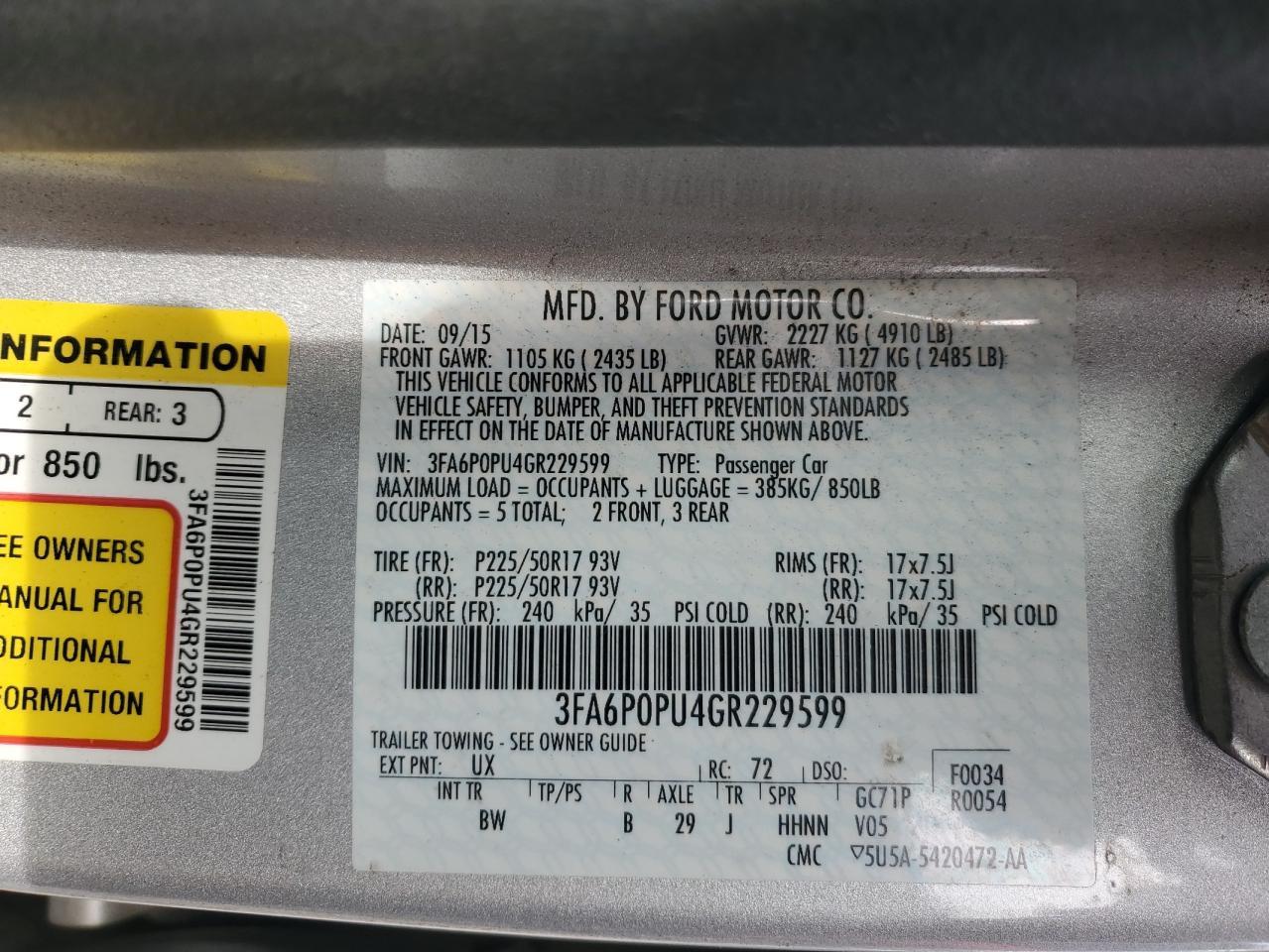 2016 FORD FUSION