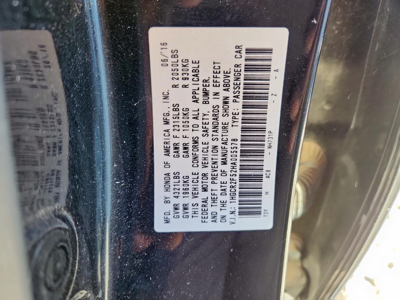 2017 HONDA ACCORD