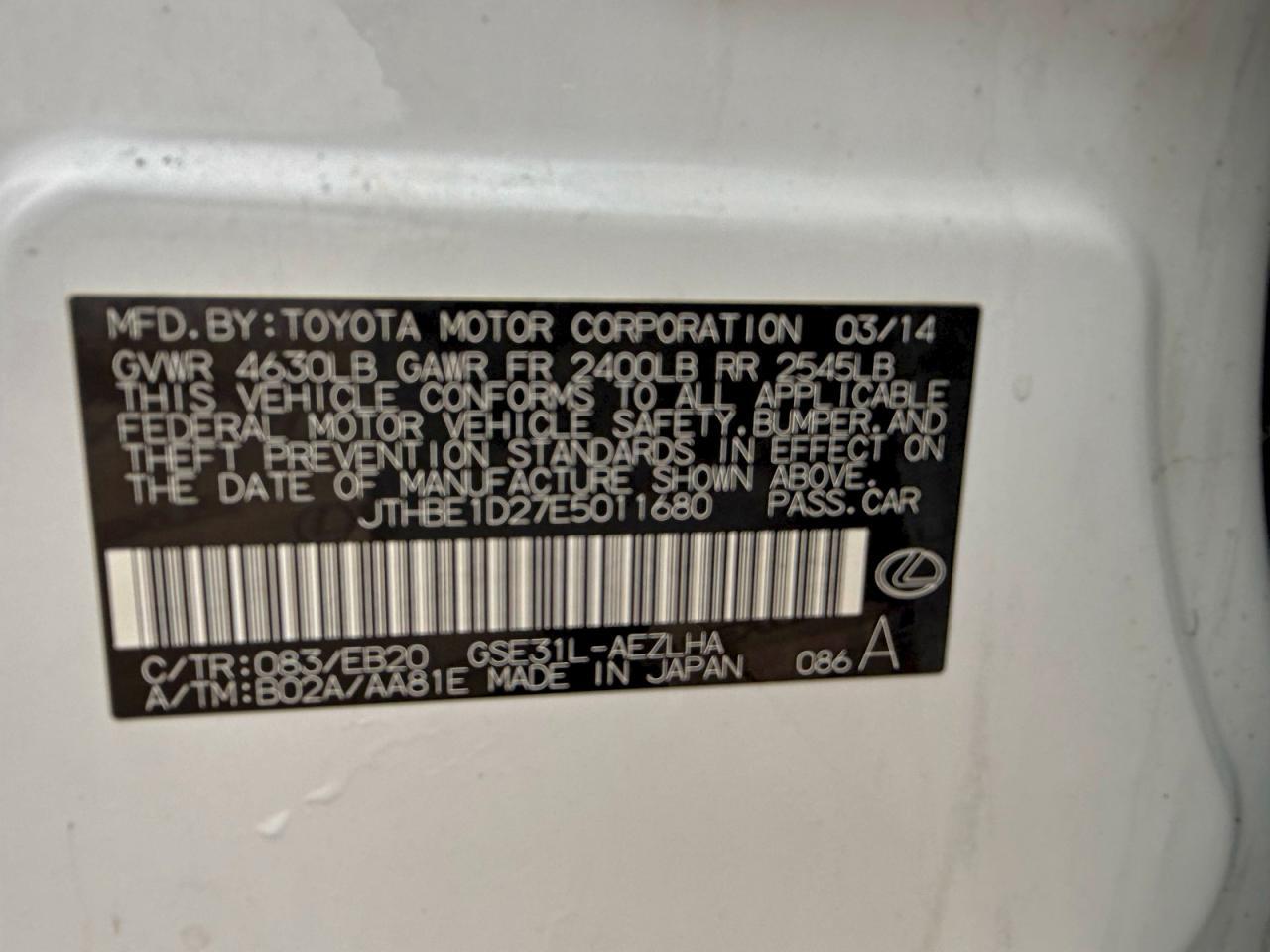 2014 LEXUS IS 350