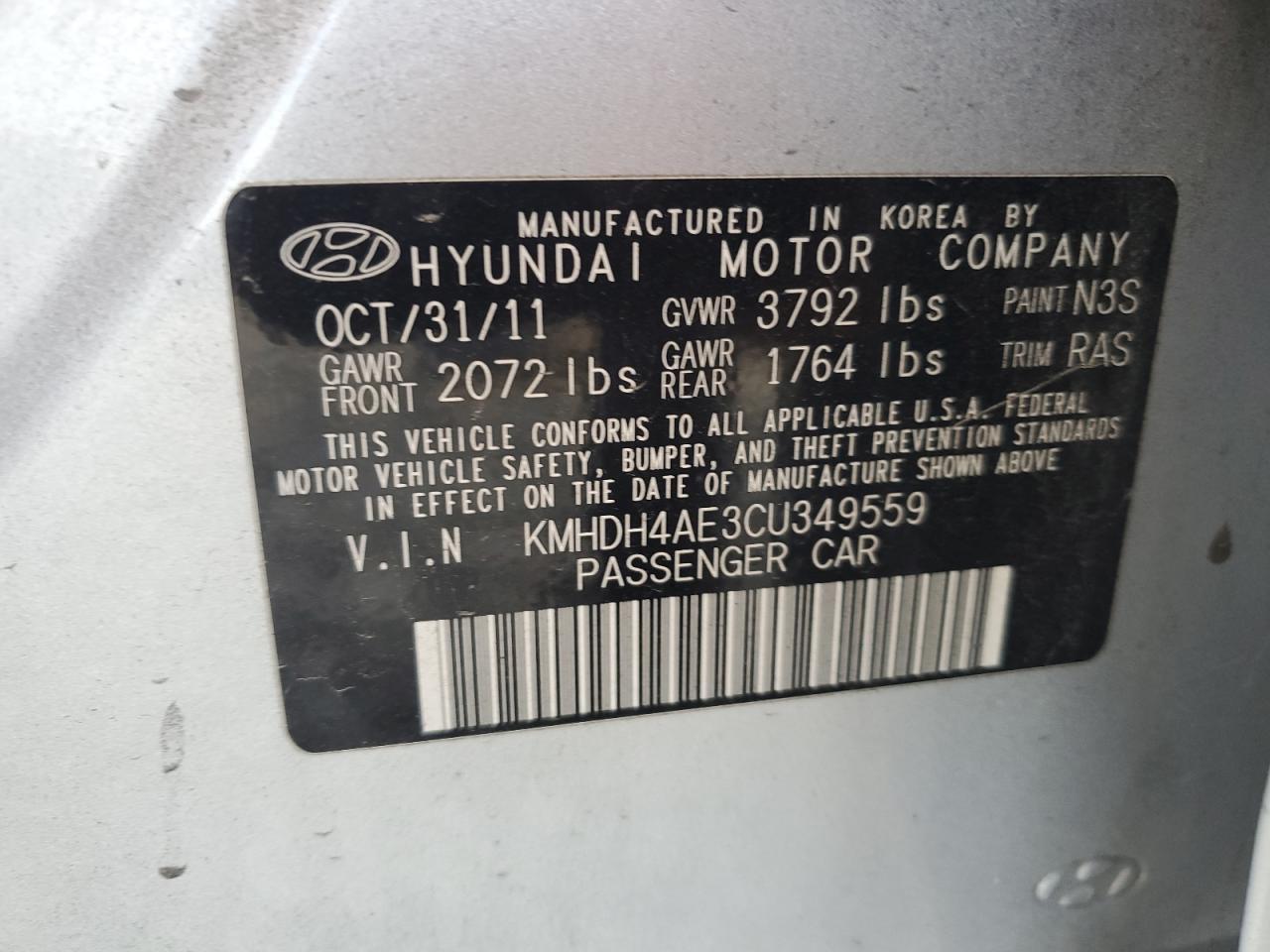 2012 HYUNDAI ELANTRA
