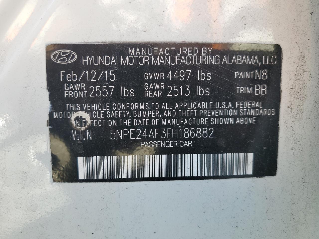 2015 HYUNDAI SONATA