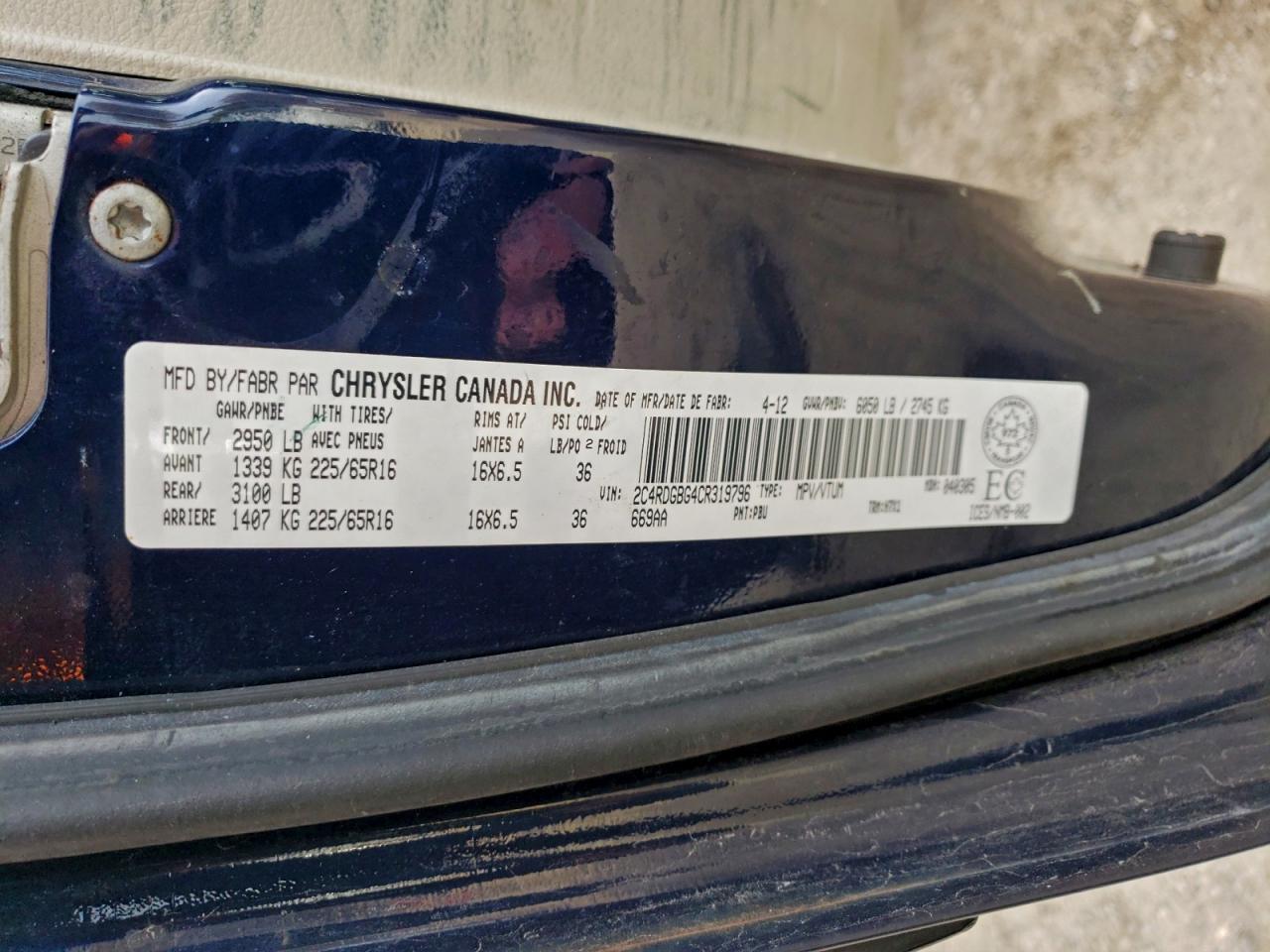 2012 DODGE GRAND CARAVAN