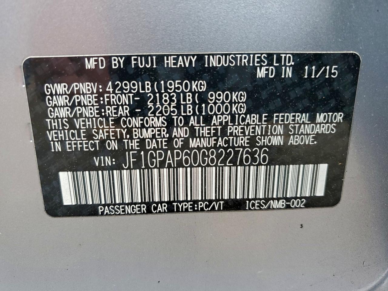 2016 SUBARU IMPREZA
