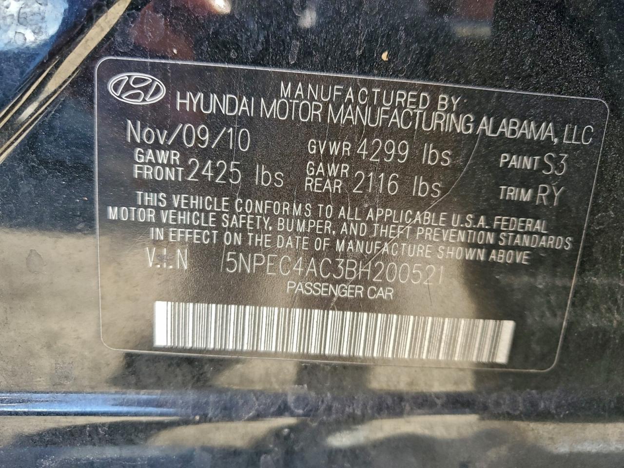 2011 HYUNDAI SONATA