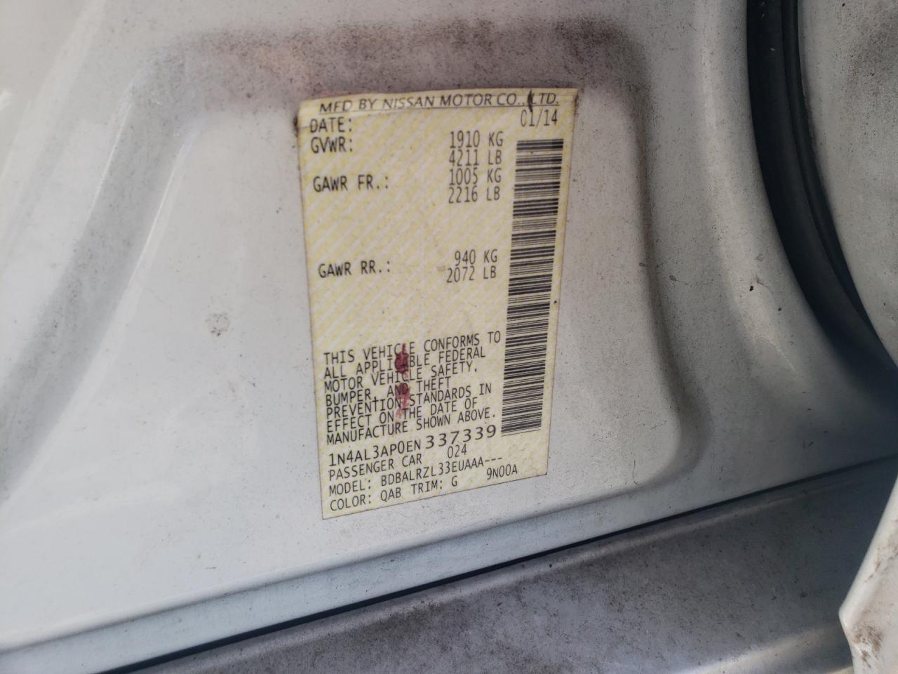 2014 NISSAN ALTIMA