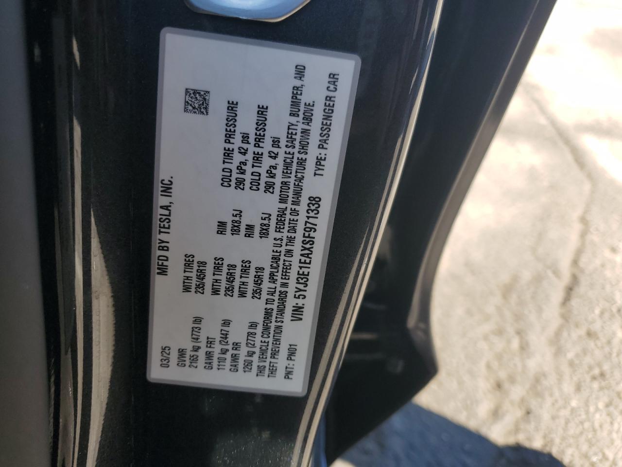 2025 TESLA MODEL 3