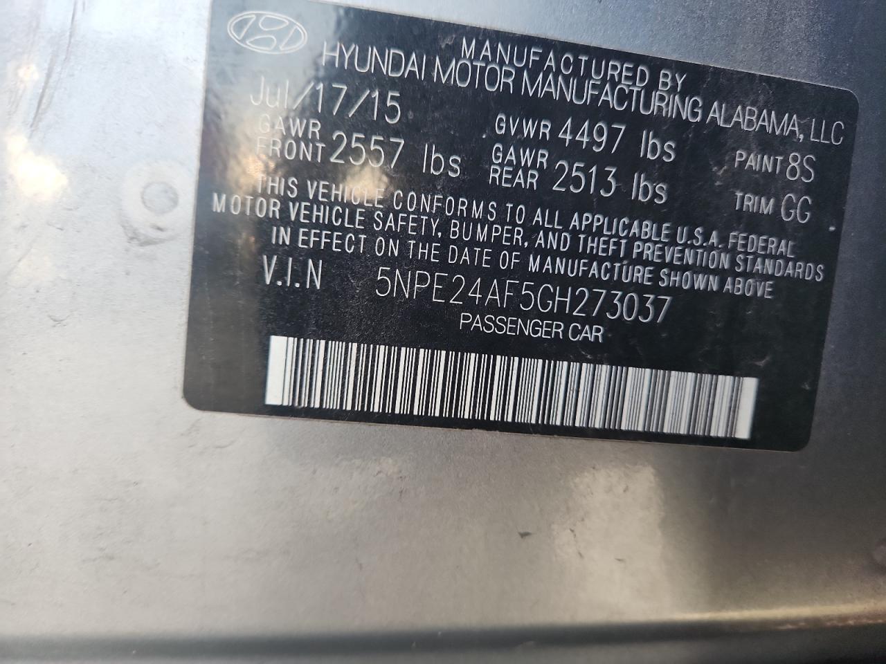 2016 HYUNDAI SONATA
