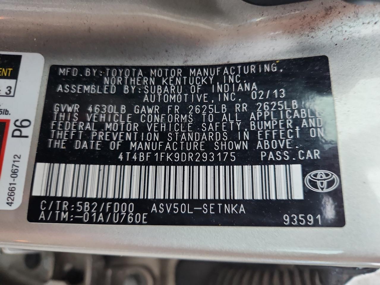 2013 TOYOTA CAMRY