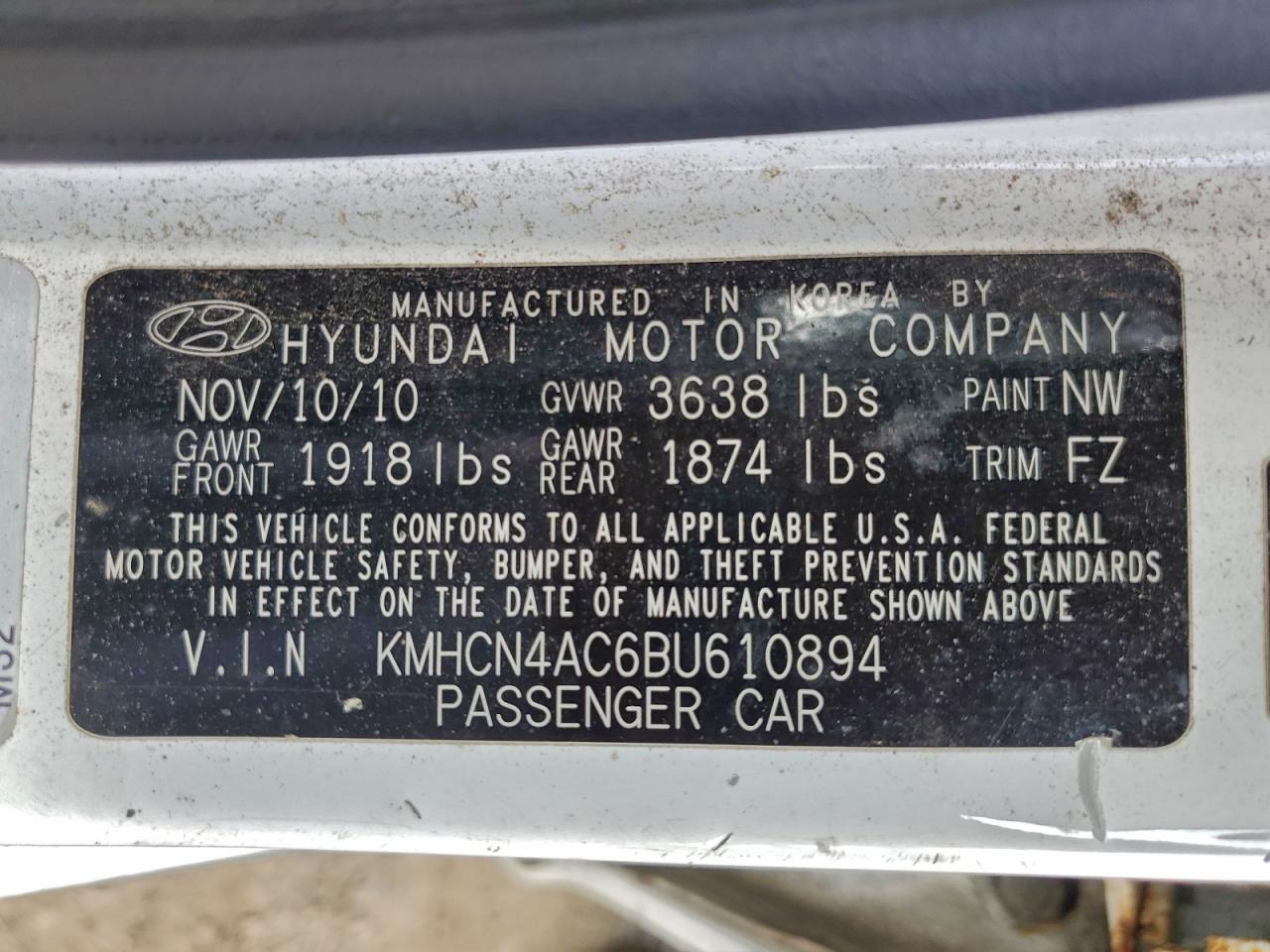 2011 HYUNDAI ACCENT