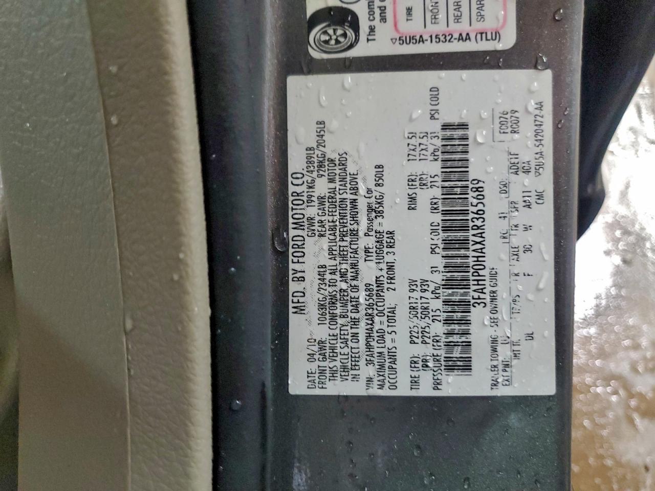 2010 FORD FUSION