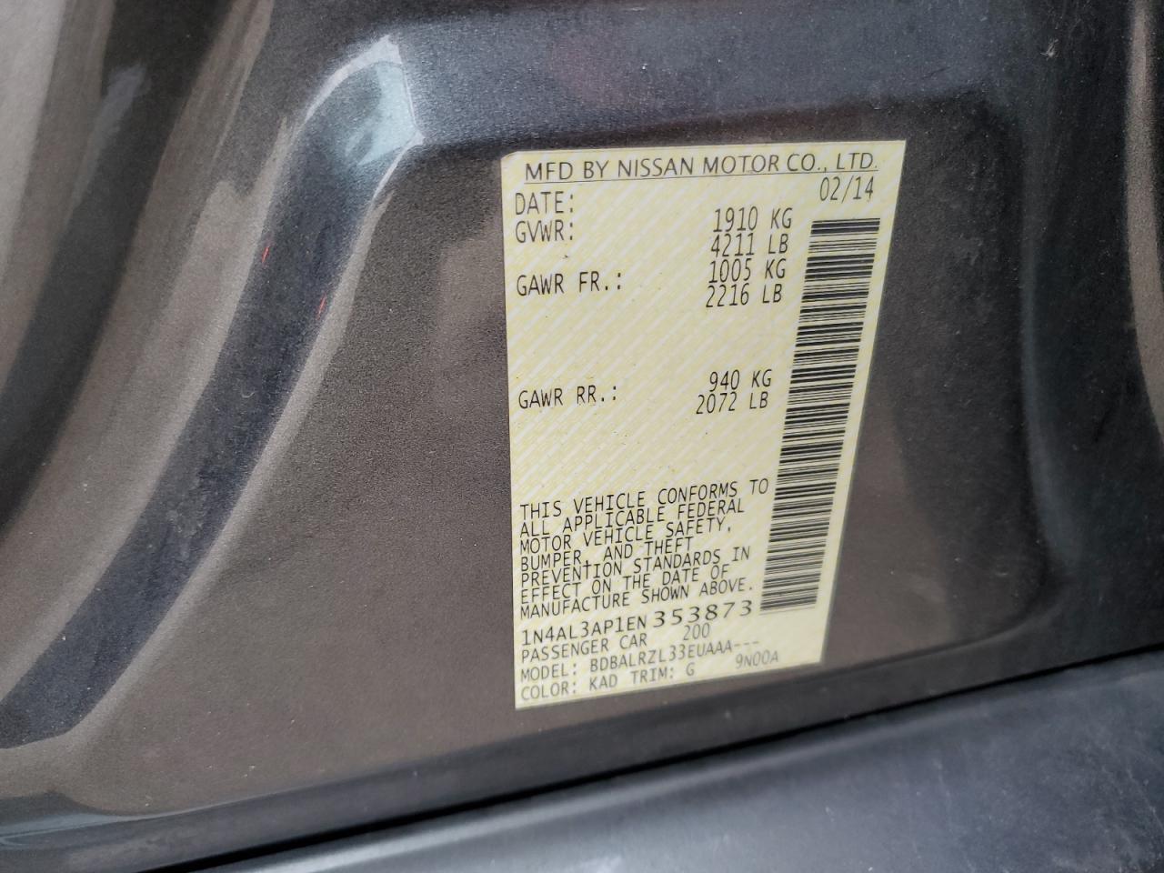 2014 NISSAN ALTIMA