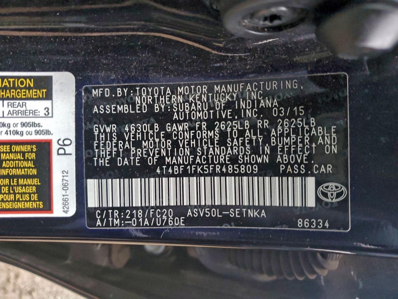2015 TOYOTA CAMRY