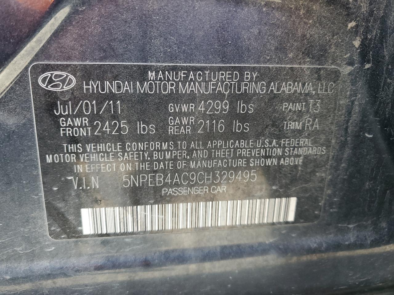 2012 HYUNDAI SONATA