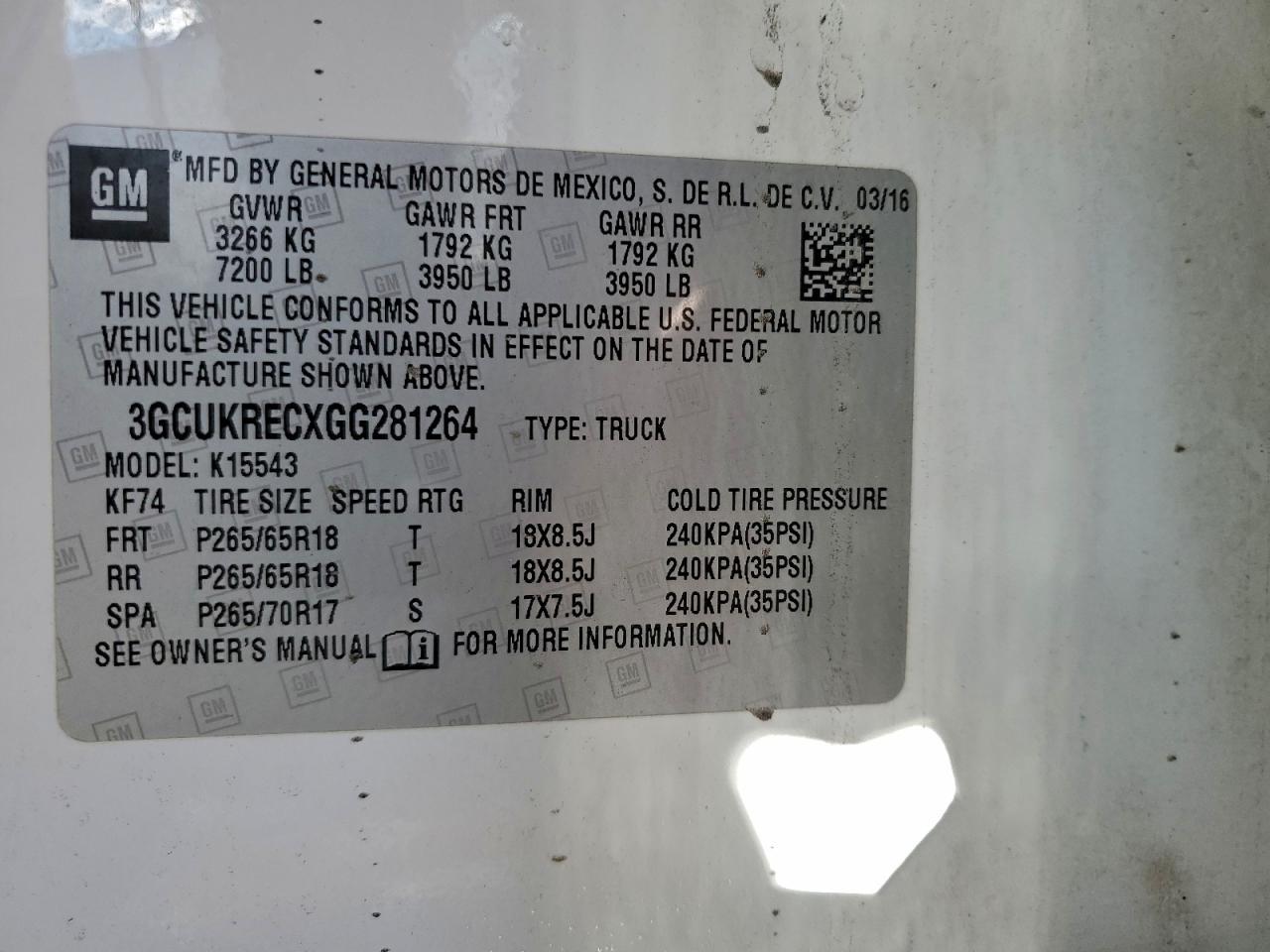 2016 CHEVROLET SILVERADO 1500