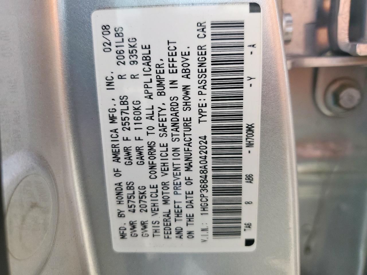 2008 HONDA ACCORD