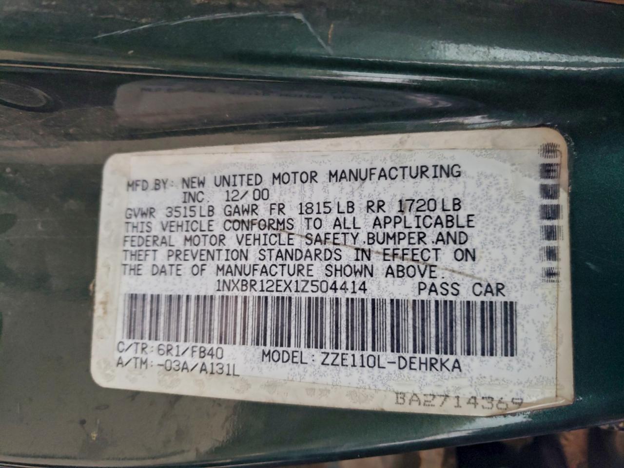 2001 TOYOTA COROLLA