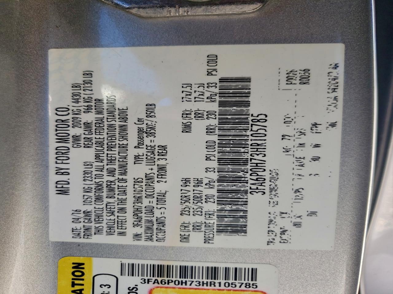 2017 FORD FUSION
