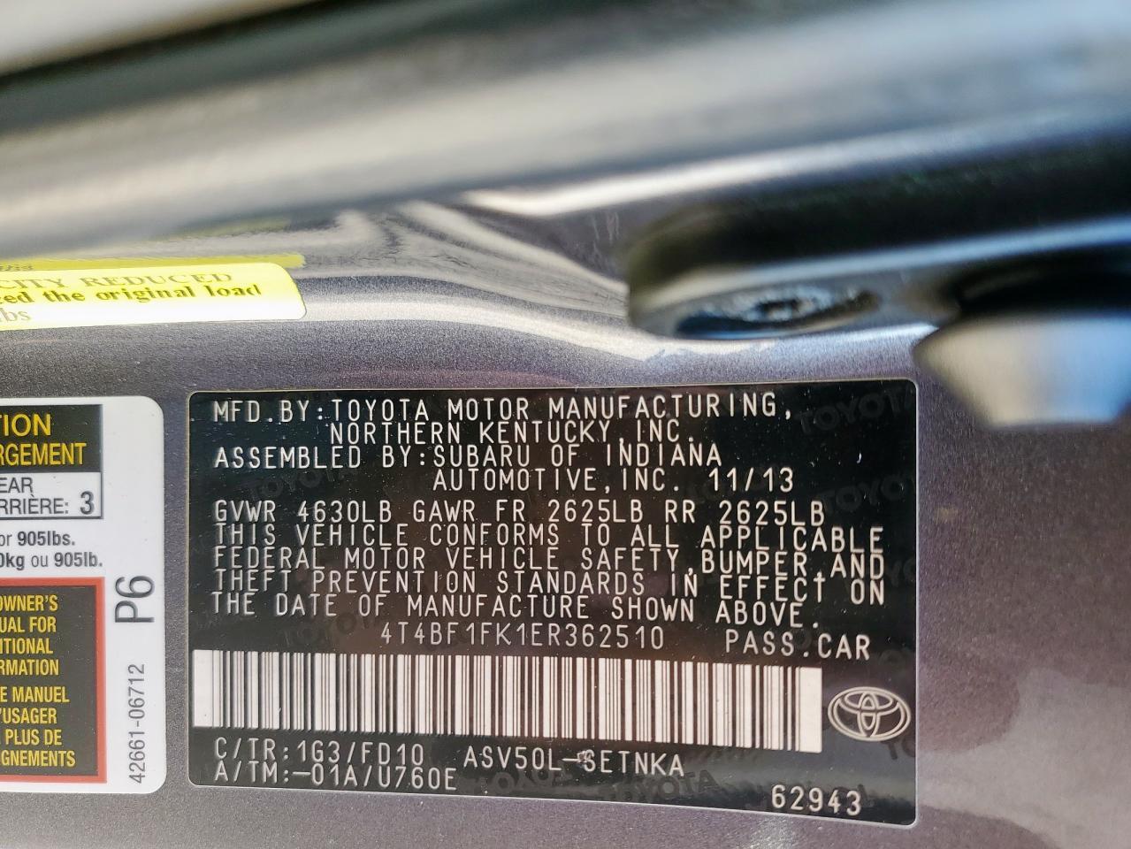 2014 TOYOTA CAMRY