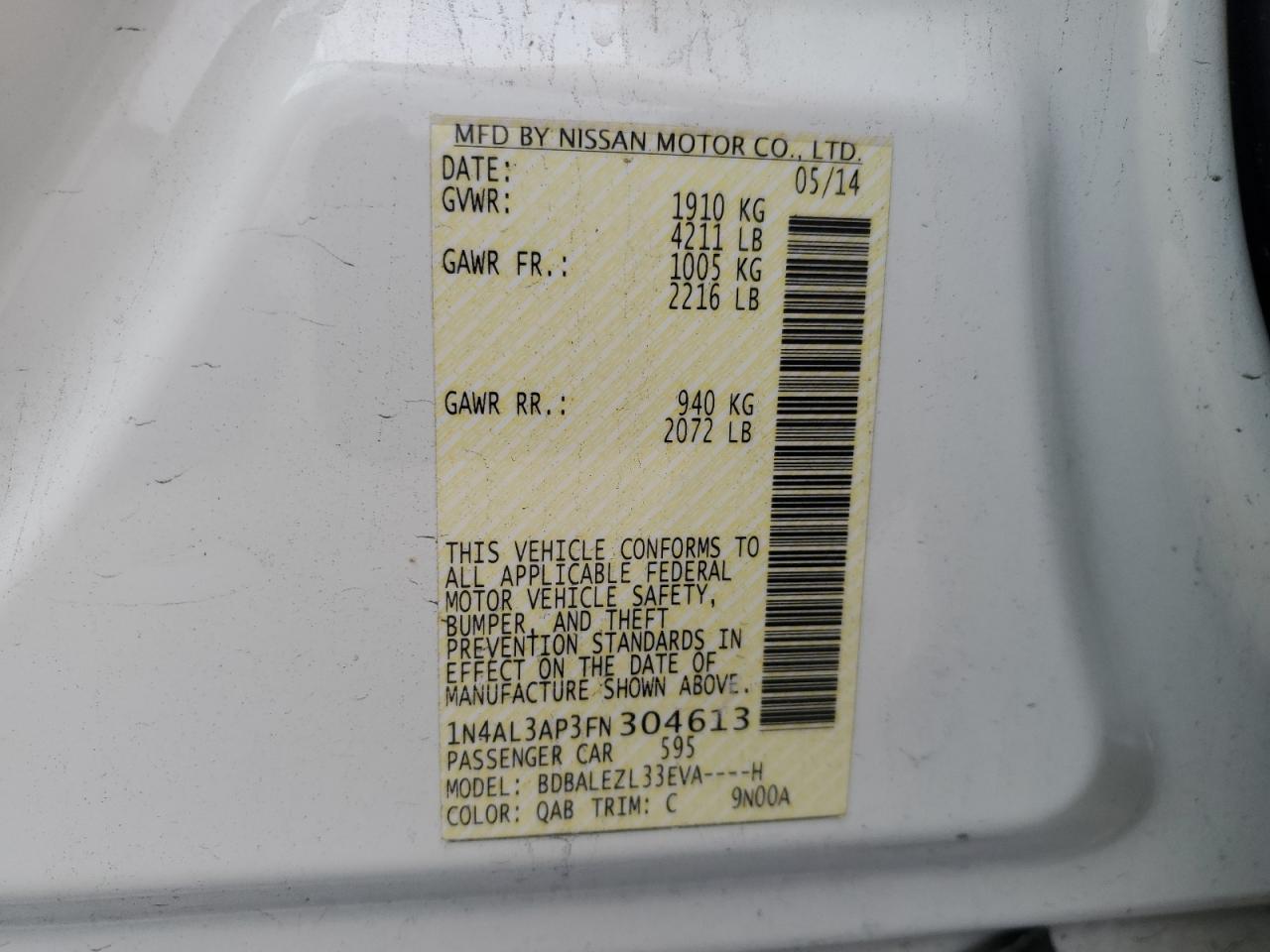2015 NISSAN ALTIMA