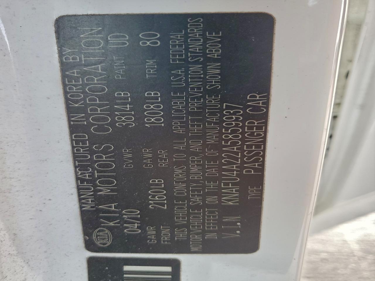 2010 KIA FORTE