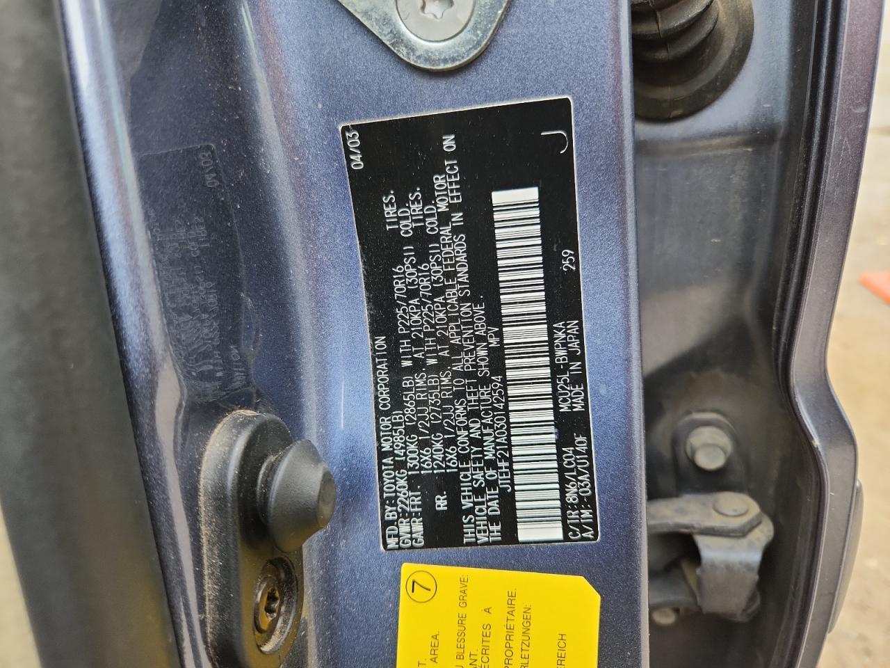 2003 TOYOTA HIGHLANDER
