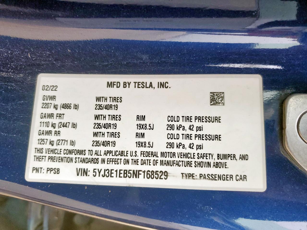 2022 TESLA MODEL 3