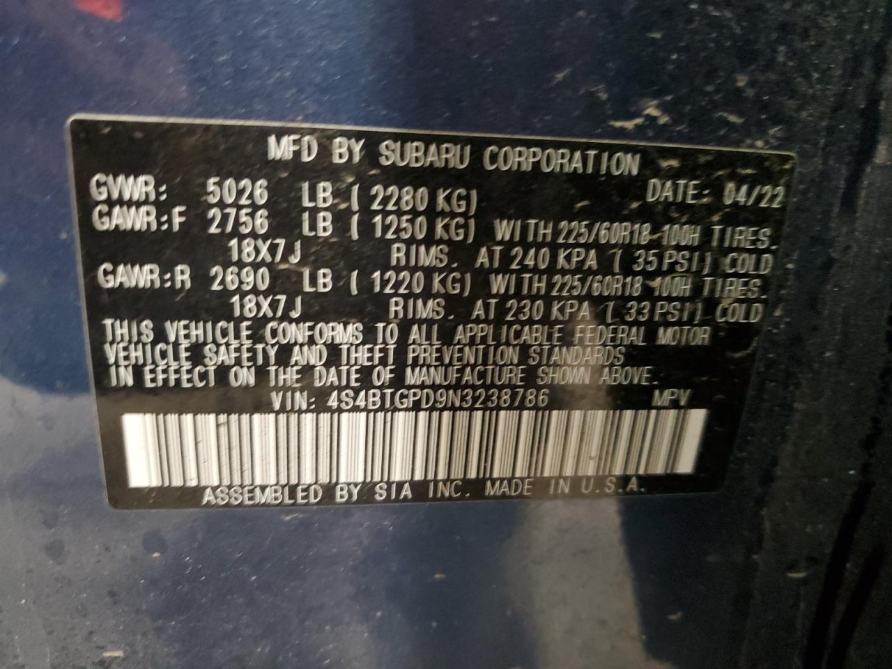 2022 SUBARU Outback