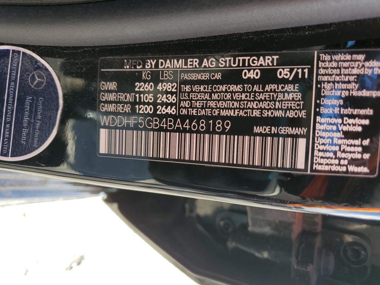 2011 MERCEDES-BENZ E-Class