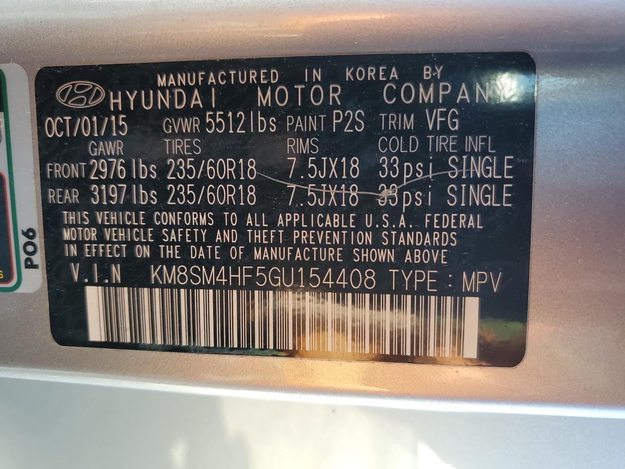 2016 HYUNDAI SANTA FE