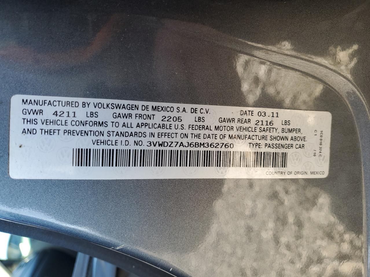 2011 VOLKSWAGEN JETTA