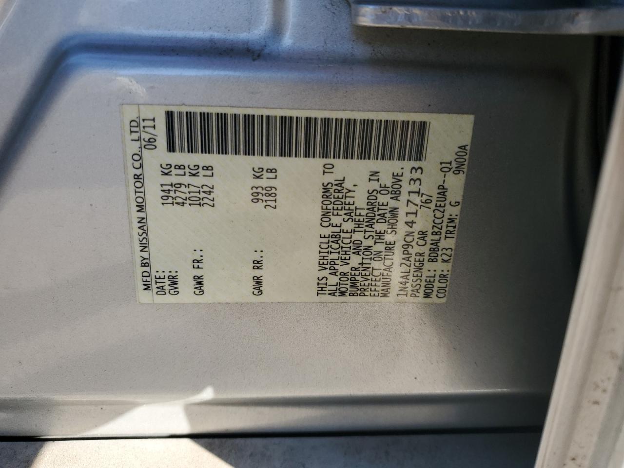 2012 NISSAN ALTIMA