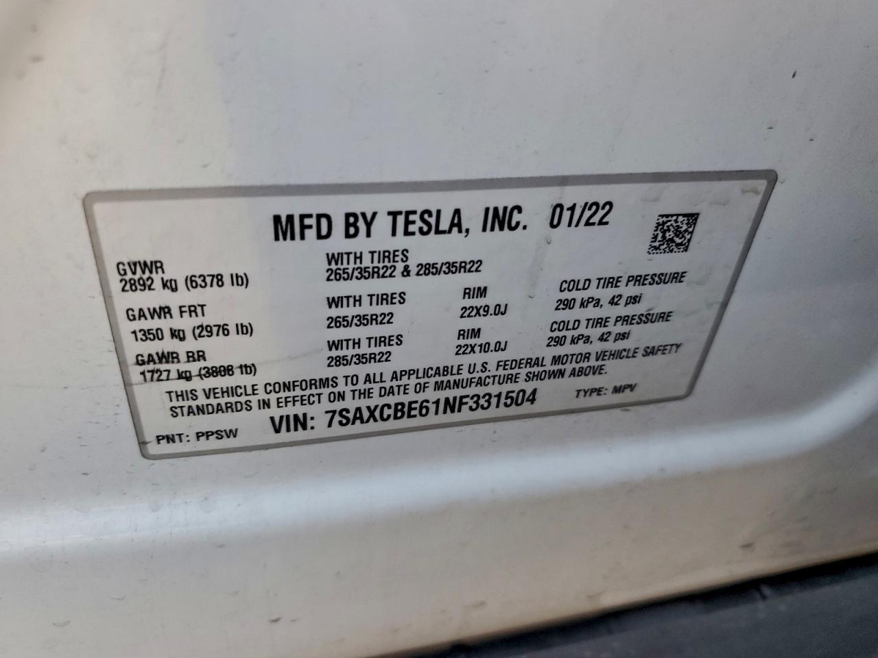 2022 TESLA MODEL X
