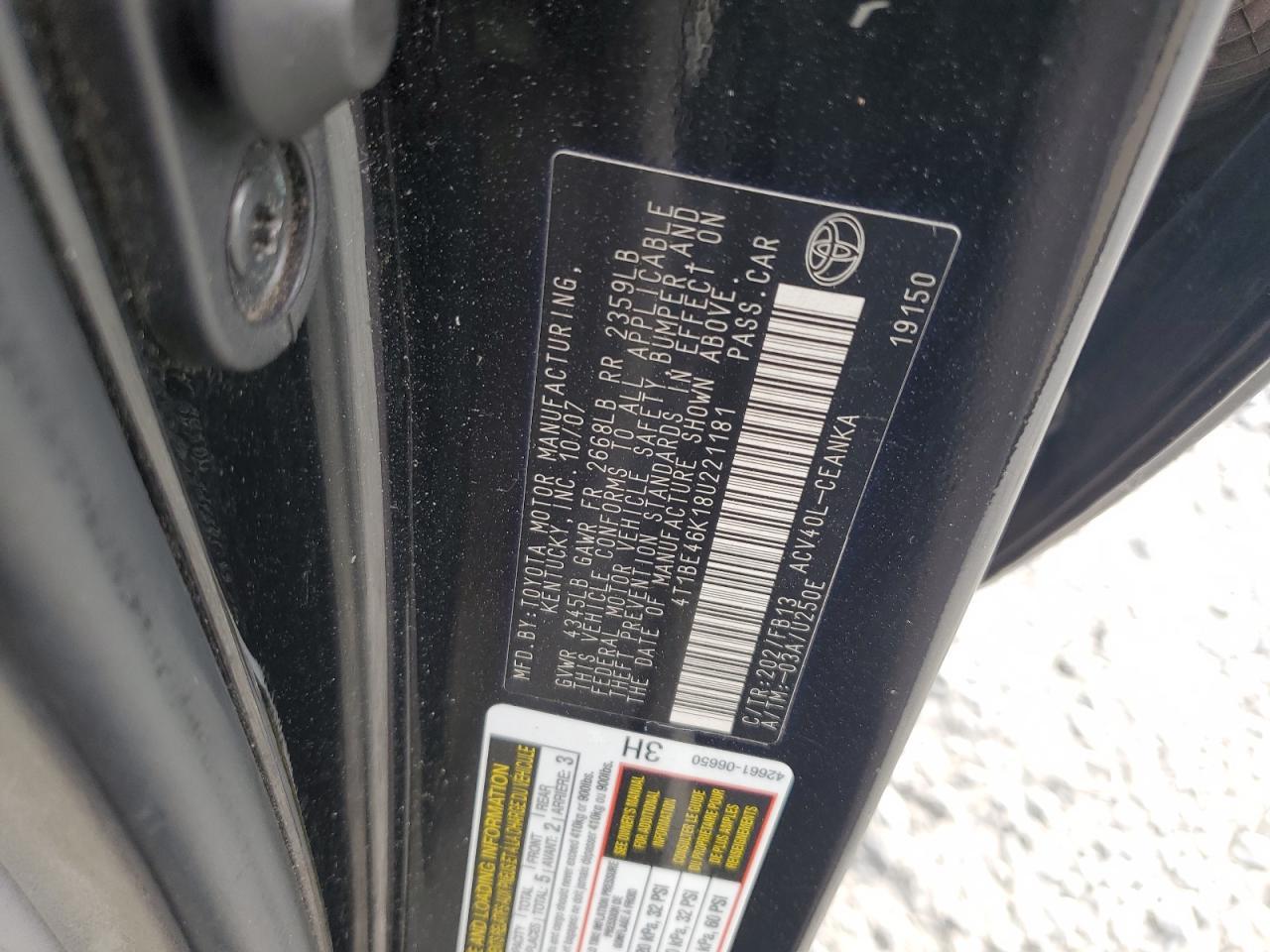 2008 TOYOTA CAMRY