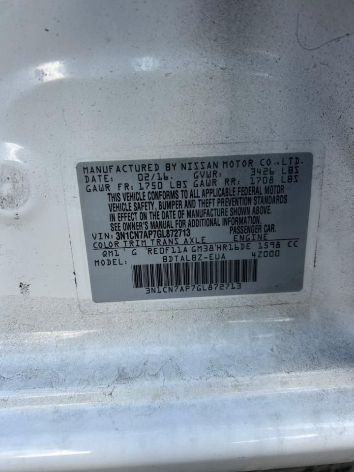 2016 NISSAN VERSA