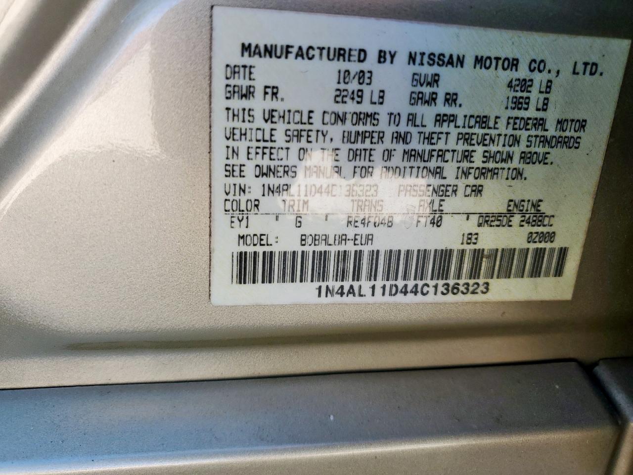 2004 NISSAN ALTIMA