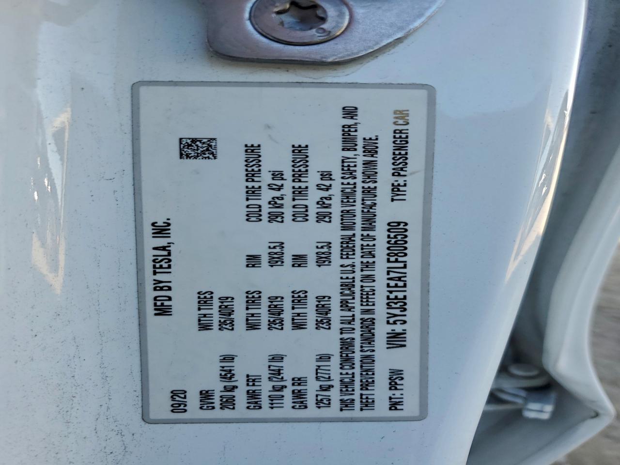 2020 TESLA MODEL 3