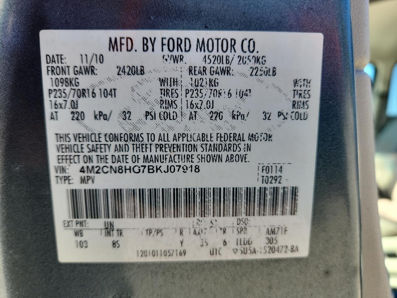 2011 MERCURY Mariner